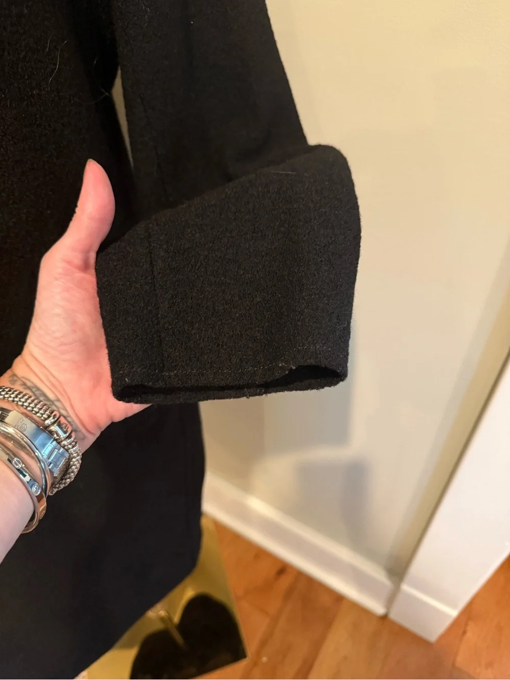 J.Crew Daphne Black Italian Boiled Wool Topcoat Tall 12